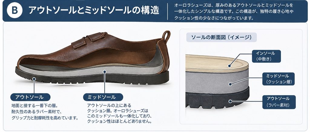 オーロラシューズのソール構造の解説