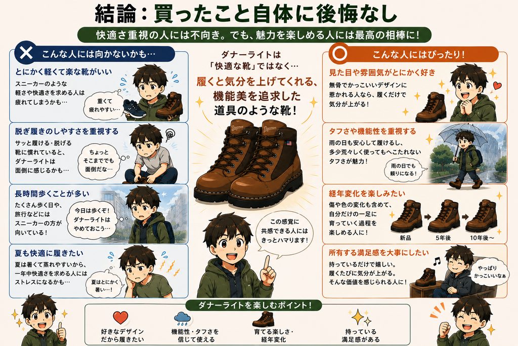 この記事の結論「後悔しているか」こんな人にはおすすめしたいというイメージ図